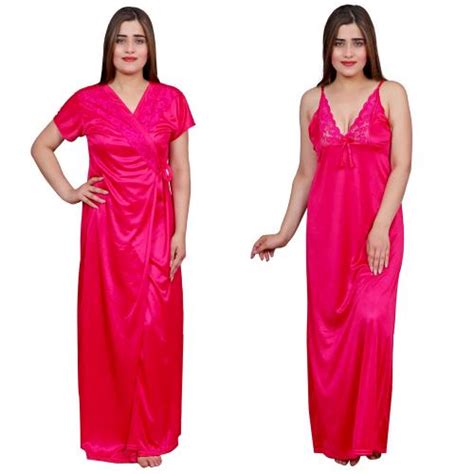 Buy Nacno Womens Satin Sleepwear Nighty Set Pink Online At Best Prices In India Jiomart