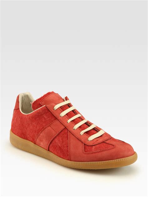 Maison Martin Margiela Replica Canvas Laceup Sneakers In Red For Men