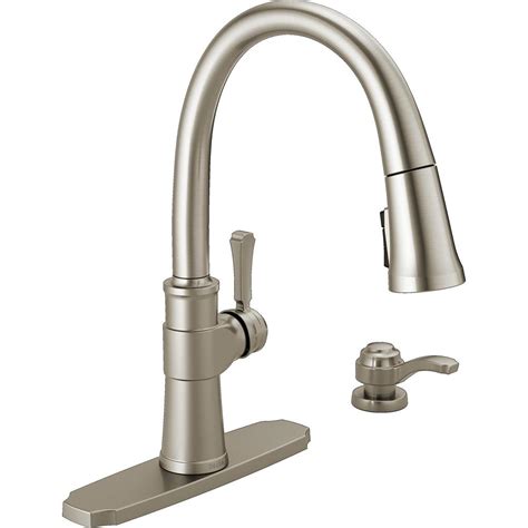 They supply the greatest levels of functionality, aesthetics, and design which range from modern to traditional faucets for your kitchen. Delta Spargo Single-Handle Pull-Down Sprayer Kitchen ...