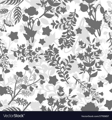 Grey Floral Seamless Pattern Design Royalty Free Vector