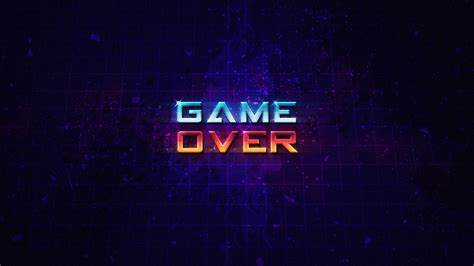 Blue Red Yellow Game Over Blue Background Hd Game Over Wallpapers Hd