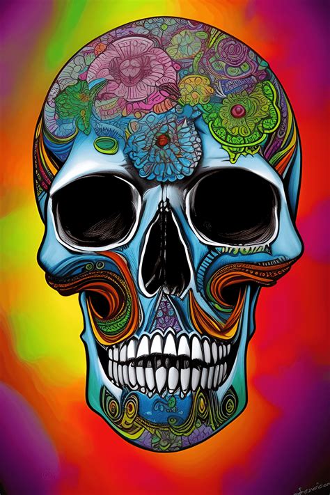 Colorful Surrealist Skull Art · Creative Fabrica