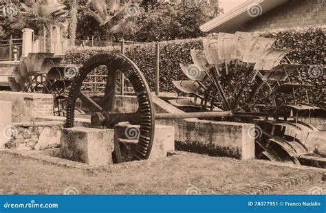 Old Wheels Of A Watermill Vintage Style Picture Stock Image Image Of