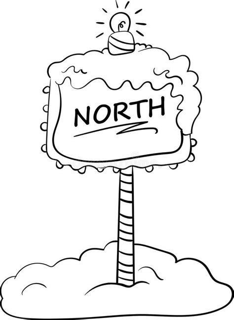 North Pole Sign Coloring Page Stock Vector Illustration Of Shield