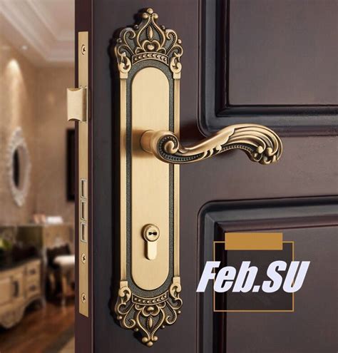 8545mm Solid Brass Material Door Handle Lock With Copper Cylinderdoor