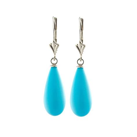 Mm Sleeping Beauty Turquoise Lever Back Earrings K White Gold