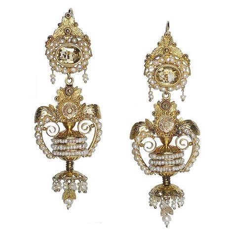 18th Century Pearl Gold Drop Earrings For Sale At 1stdibs