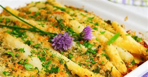 Überbackener Kräuter-Parmesan- Spargel