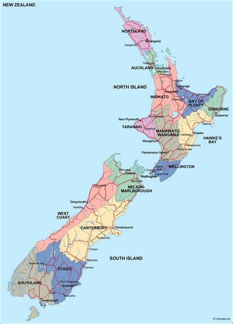 Printable Map New Zealand