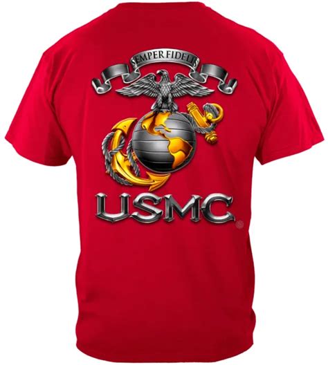 Usmc Semper Fidelis Eagle Marine Corps Logo T Shirt 100 Cotton Red 24
