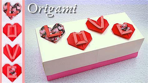 Valentine Origami Box With Heart Shaped Origami Letters Valentines