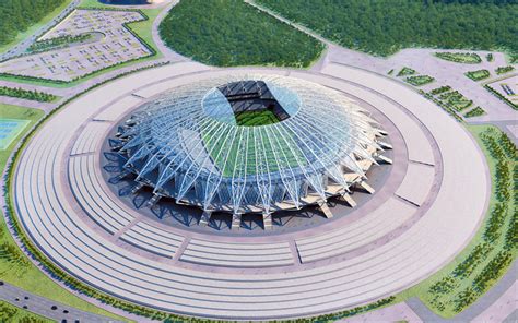 Download Wallpapers Cosmos Arena 4k Russian Football Stadium Samara
