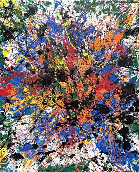 Pollock Inspired Bright Abstract Abstract Rainbow