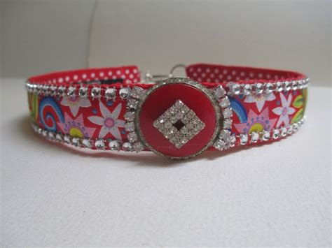 20 To 21 12 Inch Dog Collar Necklace Jewelry Red Flowers Etsy