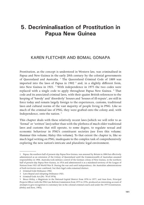 Pdf Decriminalisation Of Prostitution In Papua New Guinea