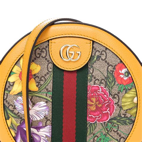 Gucci Gg Supreme Monogram Flora Web Mini Ophidia Round Shoulder Bag