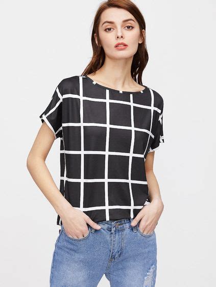 Black Grid Short Sleeve T Shirt Fashion Shirts Latest T Shirt