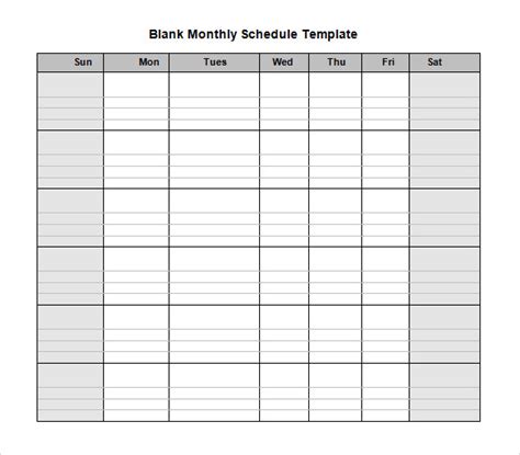 5 Sample Blank Schedule Templates To Download Sample Templates