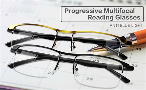 Progressive Multifocus Computer Reading Glasses Blue Light Blocking Titanium Alloy Bendable