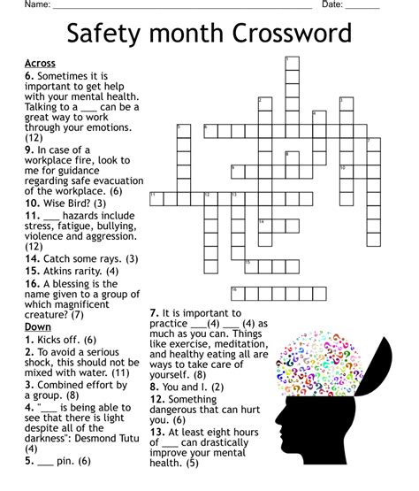 Work Health And Safety Crossword Wordmint