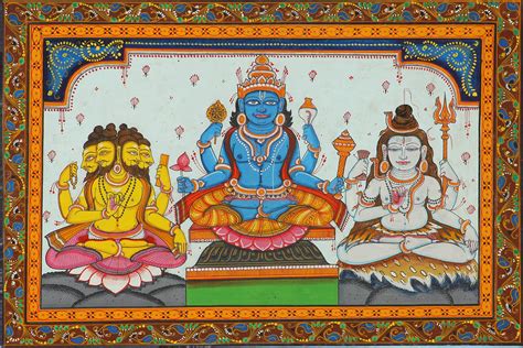 Lord Vishnu With Siva And Brahma Brahma Vishnu Mahesh Exotic India Art