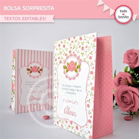 Shabby Chic Rosa Bolsas Sorpresita Para Imprimir