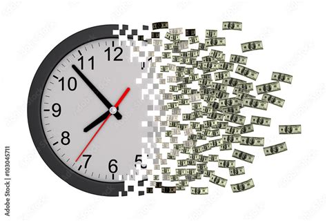 Time Is Money Clock Falling Apart To Dollars Ilustración De Stock