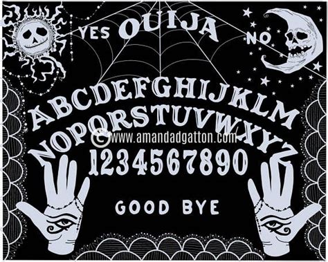 Black Occult Themed Ouija Board Ouija Board Art Print Ouija Art