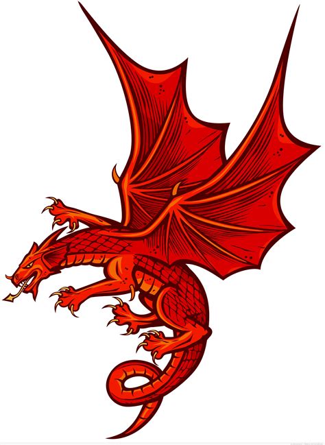 14 Red Dragon Cartoon Vector Images Flying Dragon Vector Red Dragon