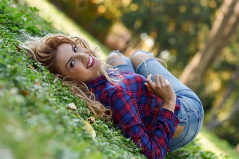 Beautiful Woman With Long Blond Curly Hair Stock Photo 182571