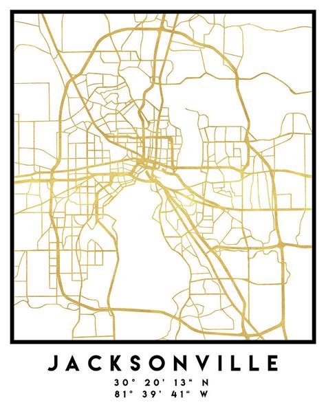 Jacksonville Florida City Street Map Art Digital Art By Emiliano