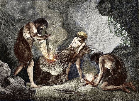Early Humans Making Fire Stock Image E4390130 Science Photo Library