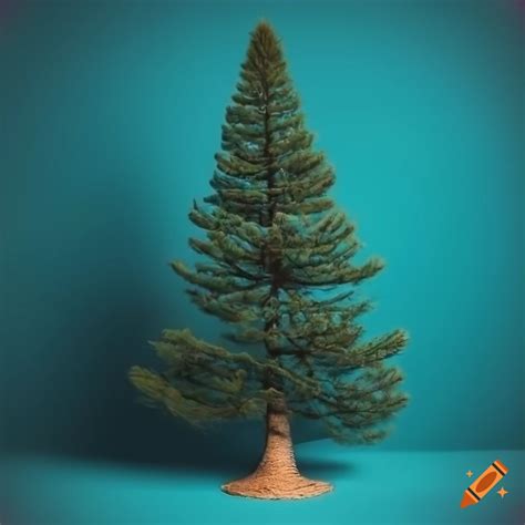 Minimalist Pine Tree Against A Dark Teal Background On Craiyon
