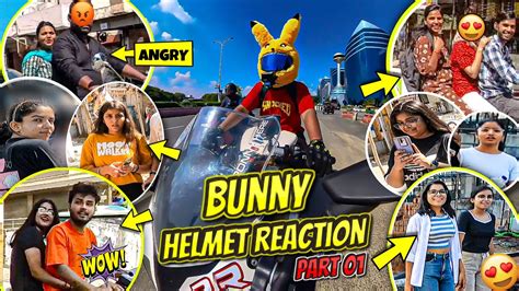 Public Shocking Reactions On My Bunny Helmet Cover 😱cute Girl Bunny