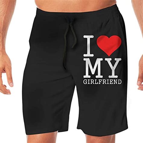 Men Workout Shorts I Love My Girlfriend Summer Vacation Beach Boardshort With Pocket Amazonca