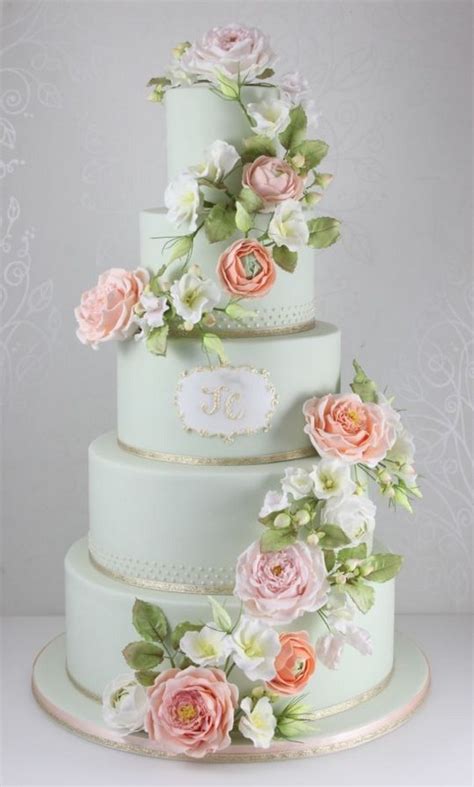 45 Peach And Mint Spring Summer Wedding Color Ideas Wedding Cake Peach