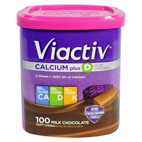 In many individuals, calcium supplements are better absorbed when taken with food. Viactiv Calcium Plus Vitamin D Soft Chews - Milk Chocolate ...
