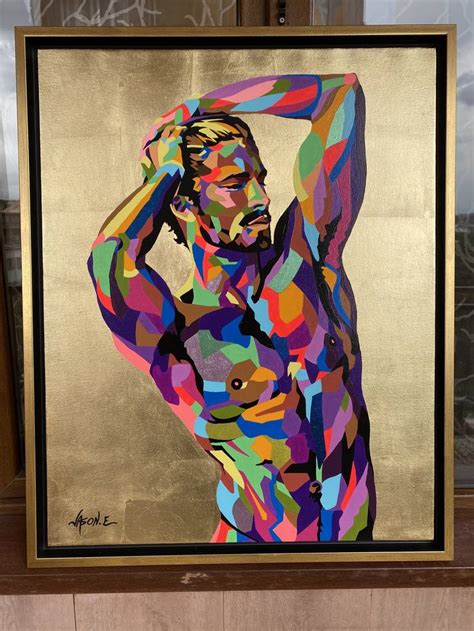 Stud Homoerotic Original Oil Painting With Gold Leaf Painting By Jason