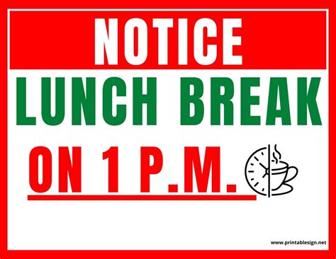 Printable Lunch Break Sign Free Download