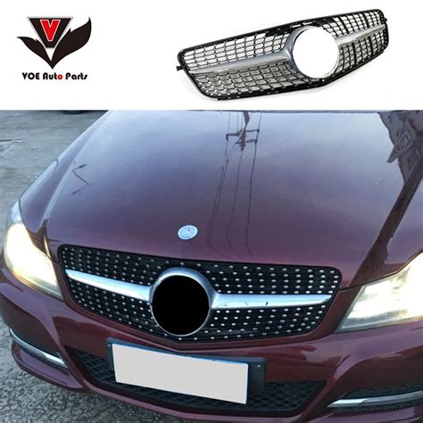 W204 Diamond Style Blacksilver Front Racing Grill Grille For Mercedes
