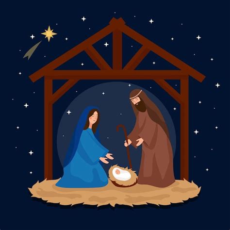 Free Vector Flat Design Illustration Nativity Scene