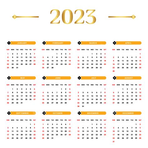 2023 Black Yellow And Golden Calendar Calendar Calendar 2023 Yearly