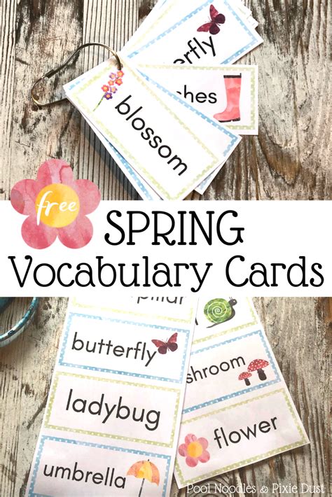 Free Spring Vocabulary Word Cards Spring Vocabulary Words Spring