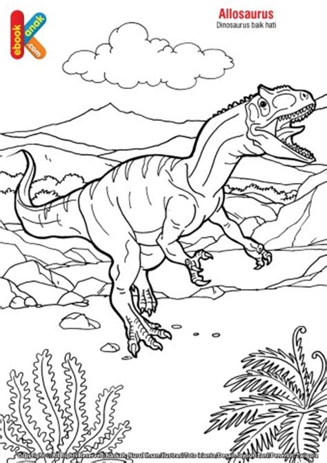 mewarnai dinosaurus allosaurus  anak