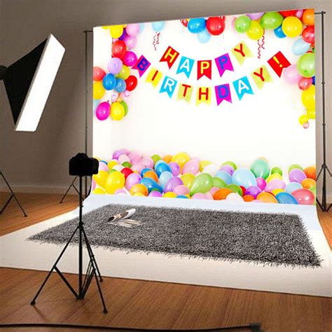 Mohome Polyster 7x5ft Happy Birthday Photo Backdrop White Backgrounds