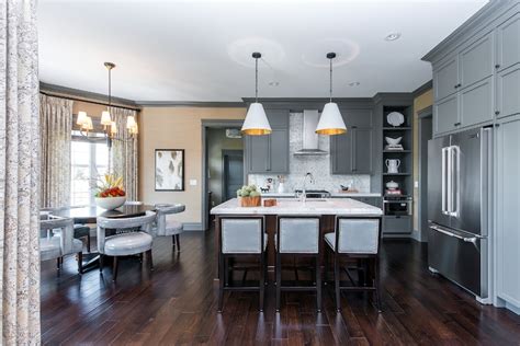 Some of these are dark ebony, others are dark brown. Gray Moldings In Contemporary Kitchen Atmosphere Interior ...