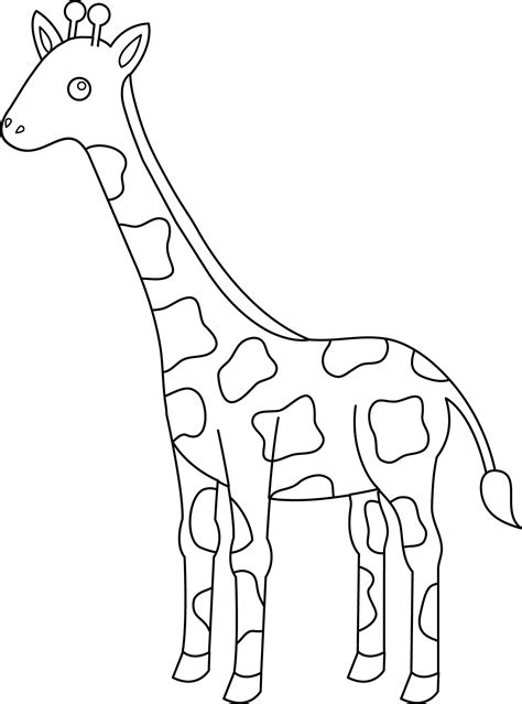 Colorable Giraffe Design - Free Clip Art