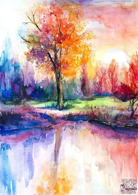 Landscape Drawing With Watercolor At Explore