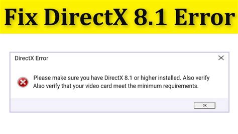 How To Fix Directx 81 Game Opening Error Windows 1087 Youtube