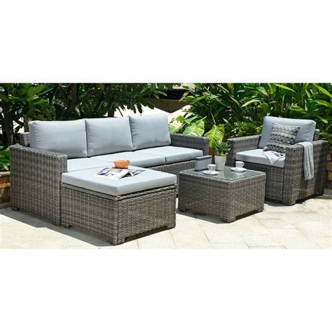 Sale used rattan wicker natural patio furniture sofa set garden outdoor sectionals in sofas french style. Delacruz 5 Seater Rattan Corner Sofa Set with Cushions ...